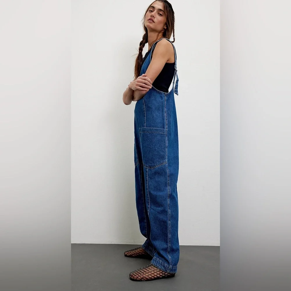 We The Free High Roller Jumpsuit Baggy Denim Overalls - Picture 3 of 8